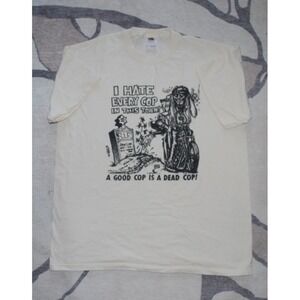 I Hate Every Cop Nick Cave White Punk T-Shirt – Adult XL
